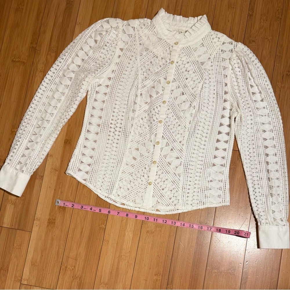 Anthropologie Meadow Rue Lace Long Sleeve Top White / Cream Size 2 - Picture 12 of 16